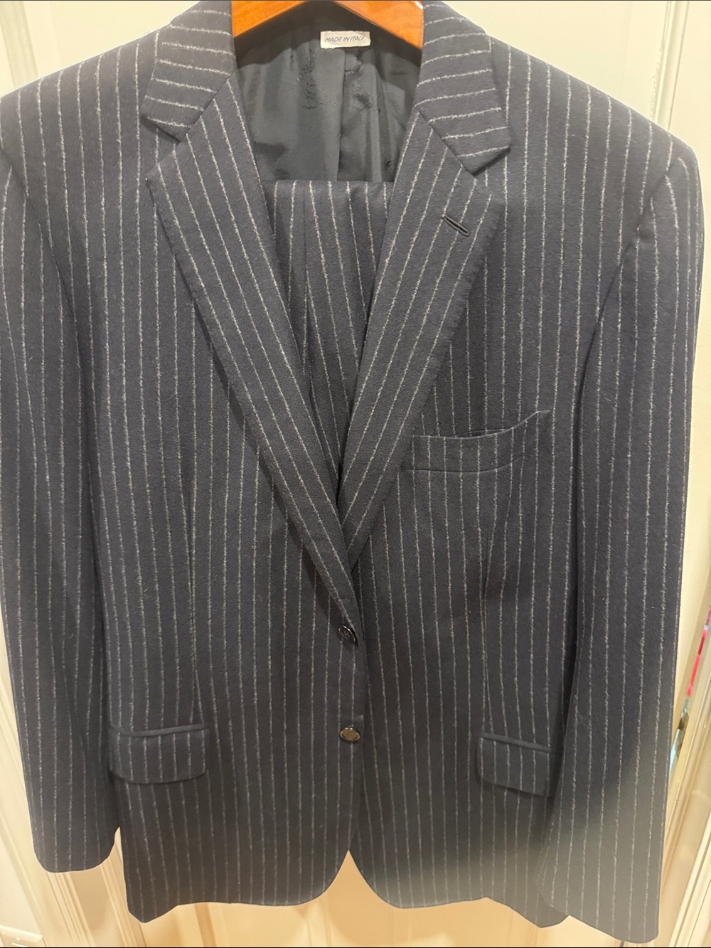 Brioni Navy Pinstripe Wool Suit Jacket